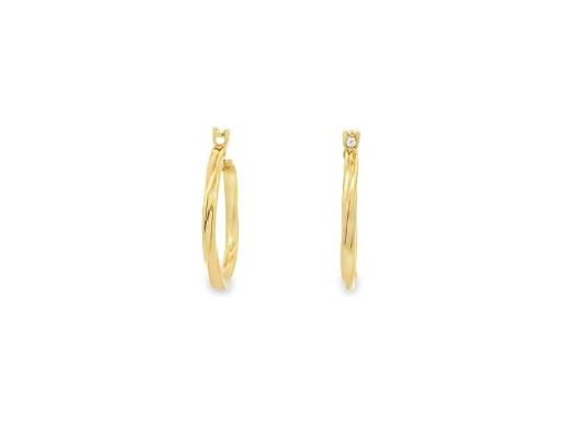 18K Yellow Gold 0.8-Inch Twisted Hoop Earrings